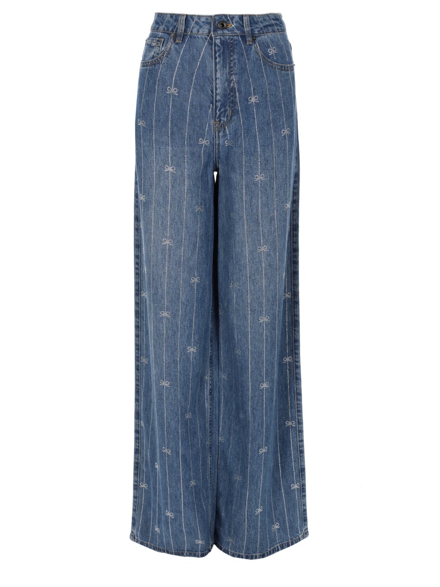 Jeans in Denim con Strass