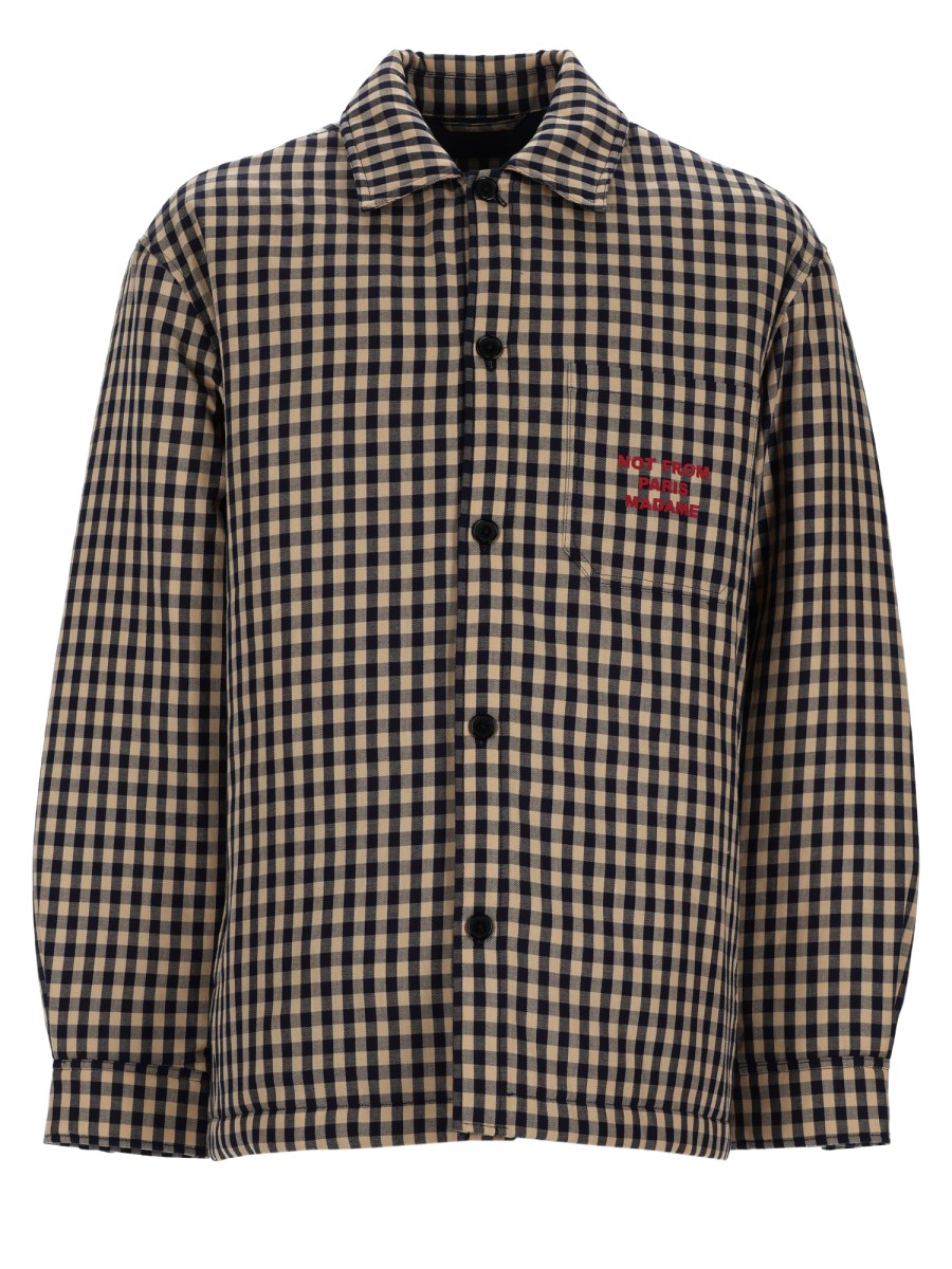 OVERSHIRT SLOGAN IN COTONE CHECK