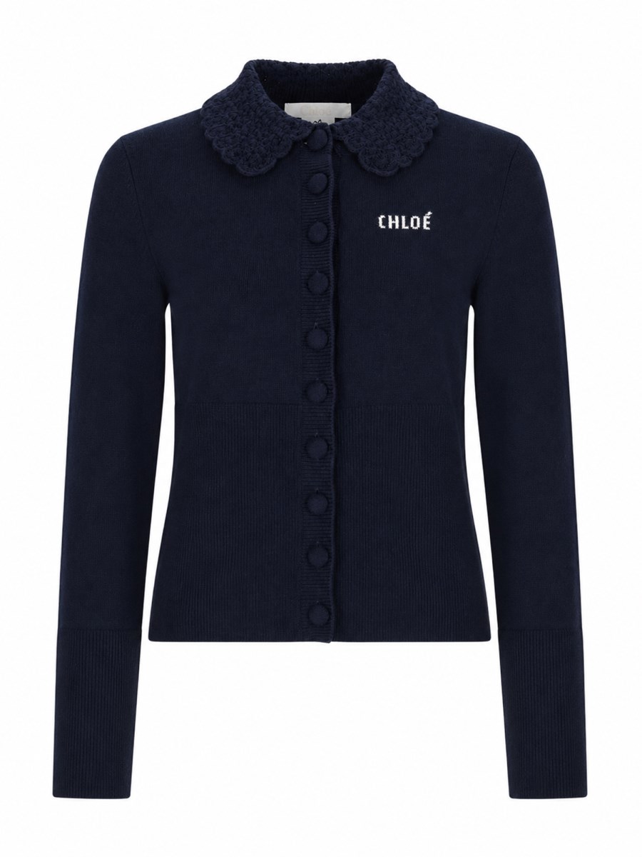 CARDIGAN ADERENTE IN MAGLIA CON LOGO