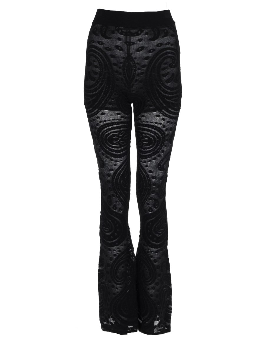 PANTALONE SVASATO IN JACQUARD TRASPARENTE