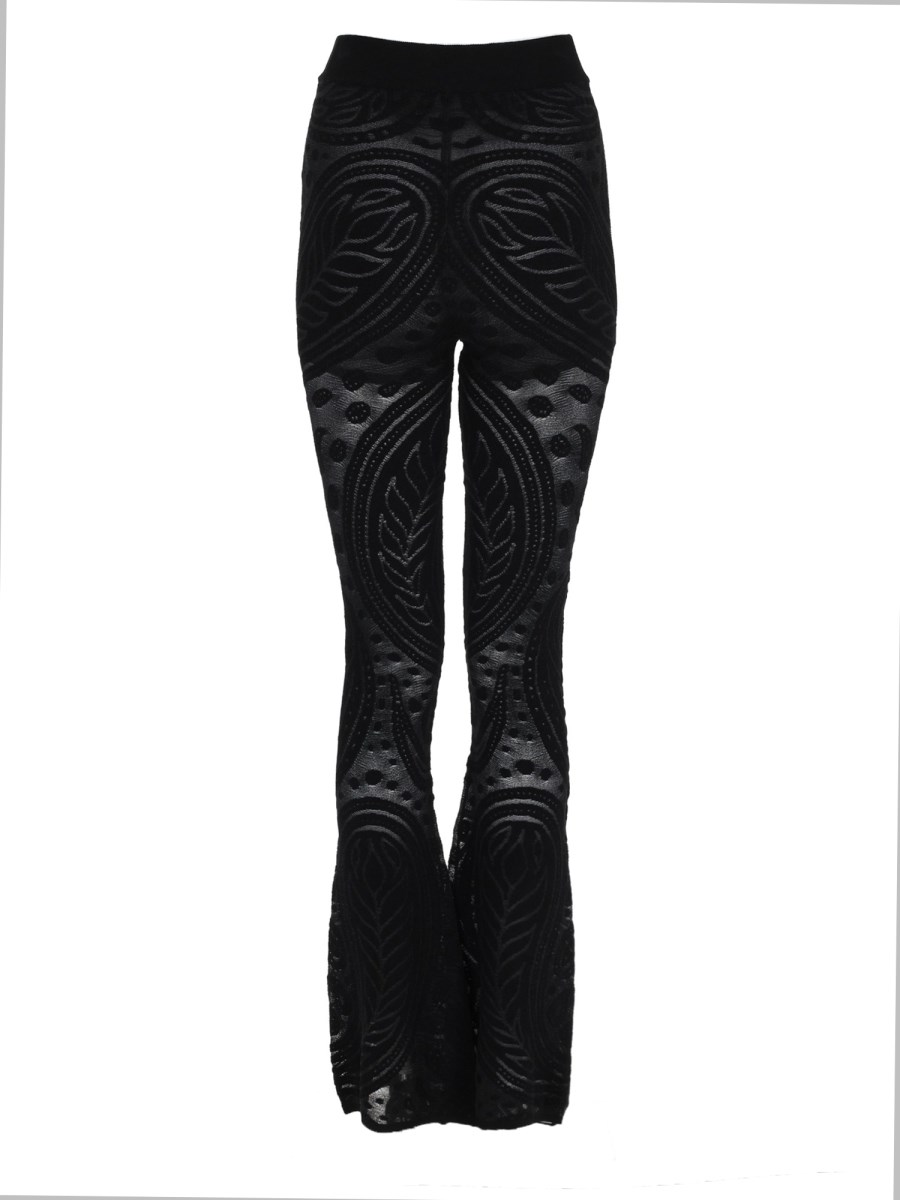 PANTALONE SVASATO IN JACQUARD TRASPARENTE
