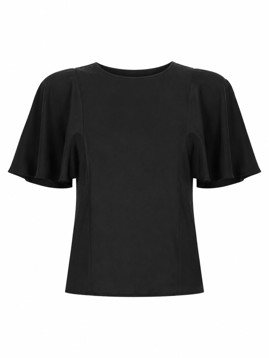 BLUSA IN RASO CON MANICHE A MANTELLA