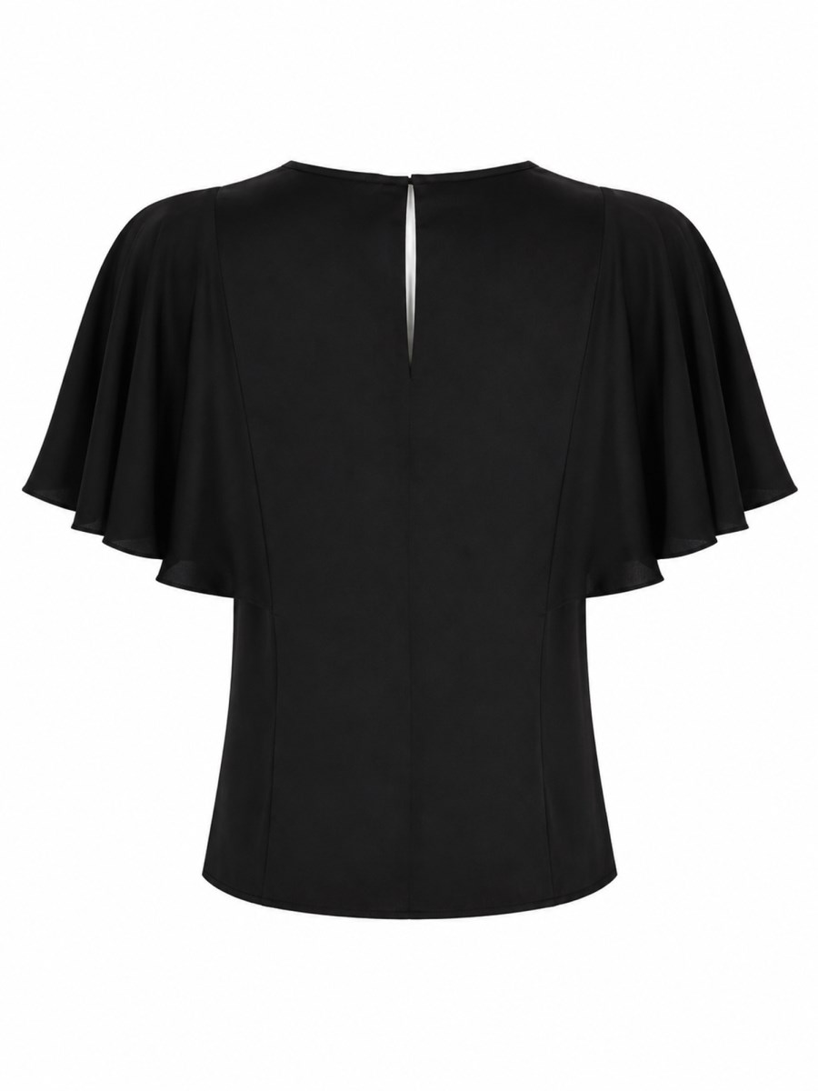 BLUSA IN RASO CON MANICHE A MANTELLA