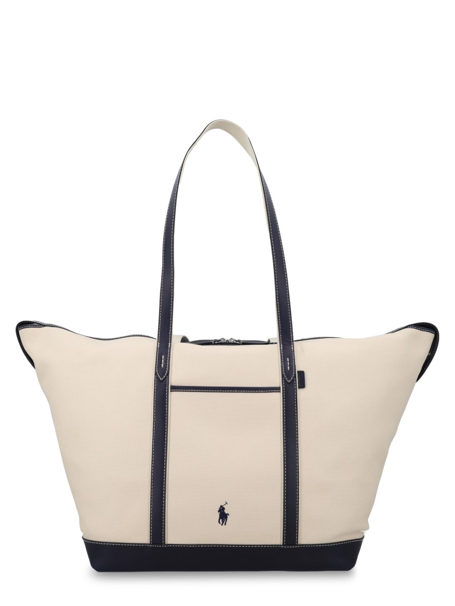 BORSA TOTE LARGE IN TELA E PELLE