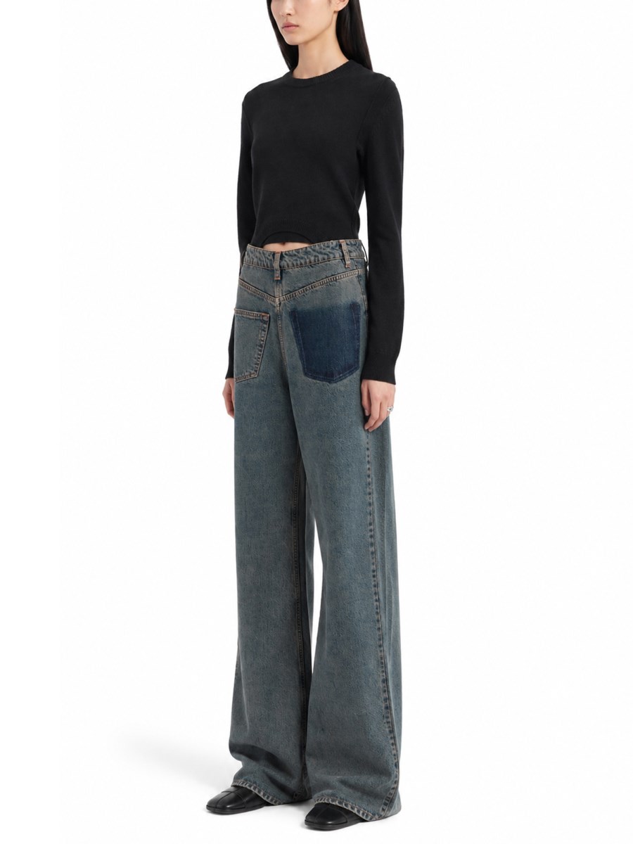jeans 5 tasche in denim di cotone