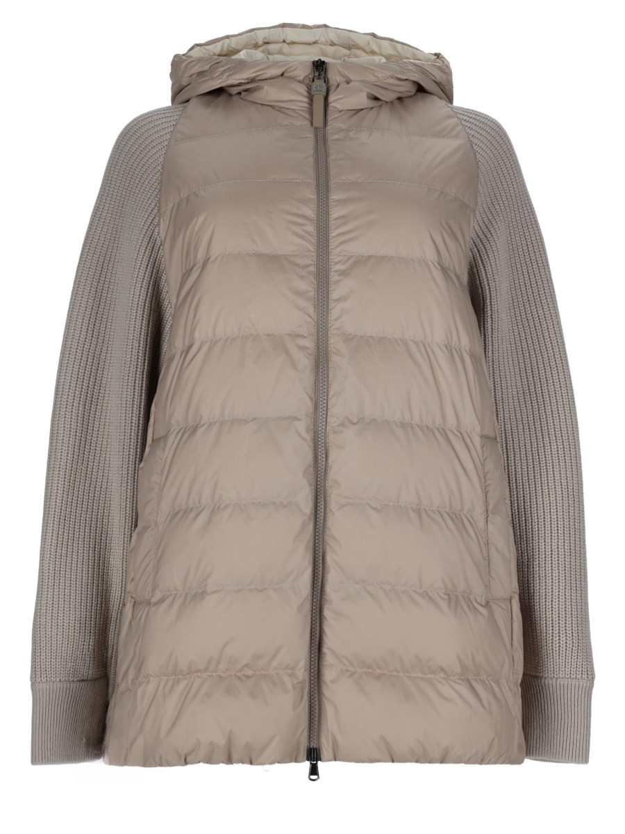 PIUMINO IN NYLON CON MANICA IN MAGLIA