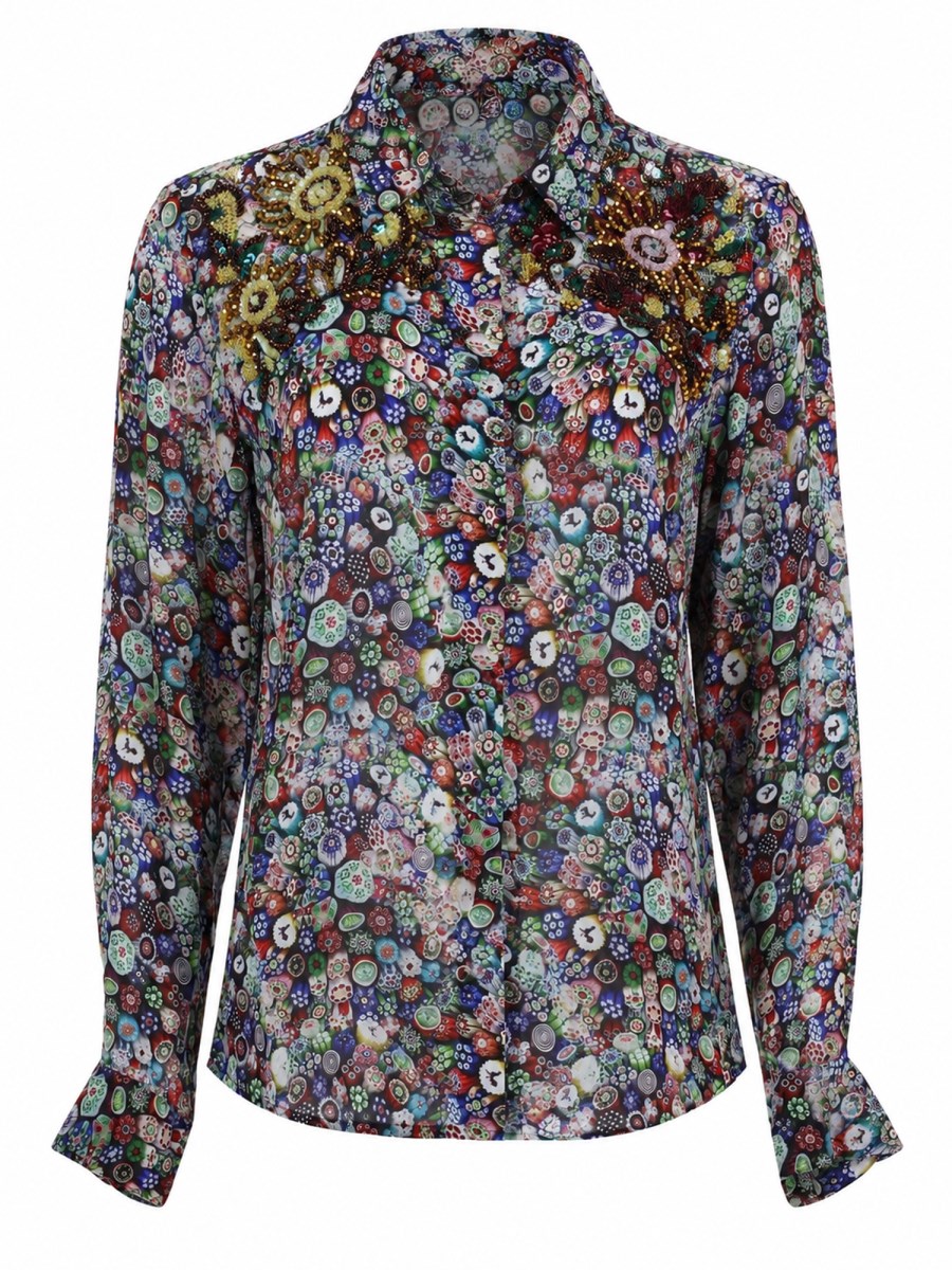 CAMICIA IN VISCOSA RICAMATA