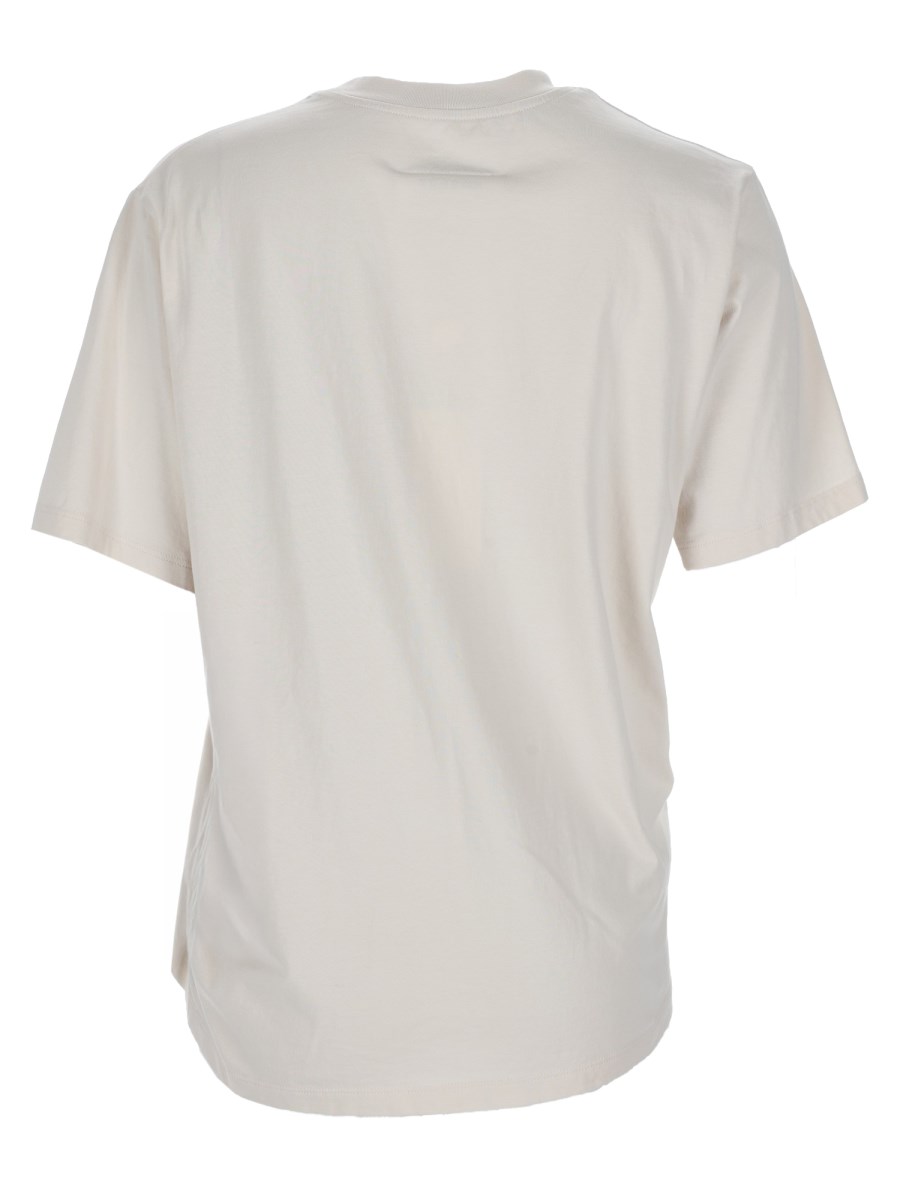 t-shirt con drappeggio e patch logo