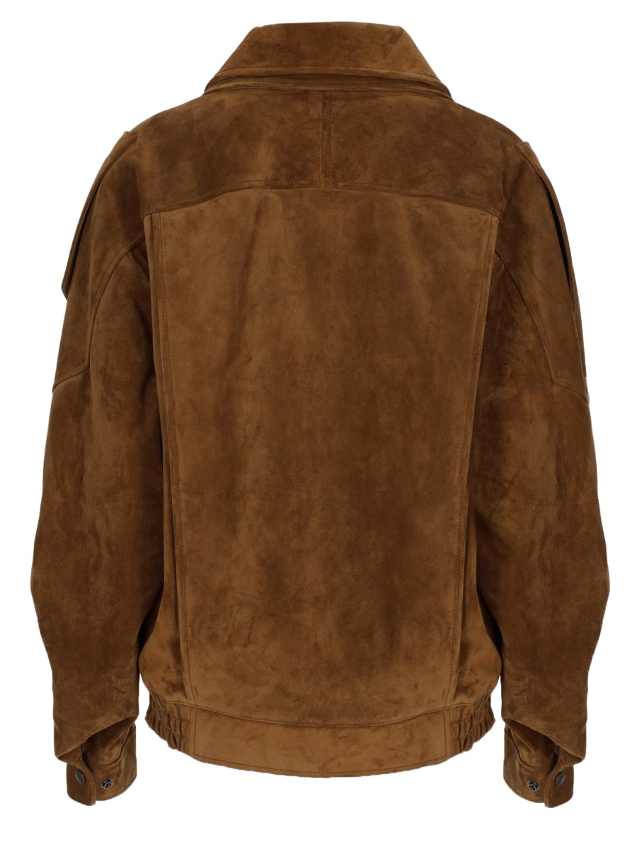 Giacca Oversize In Pelle Crosta Vintage