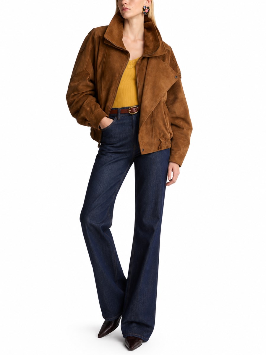 Giacca Oversize In Pelle Crosta Vintage