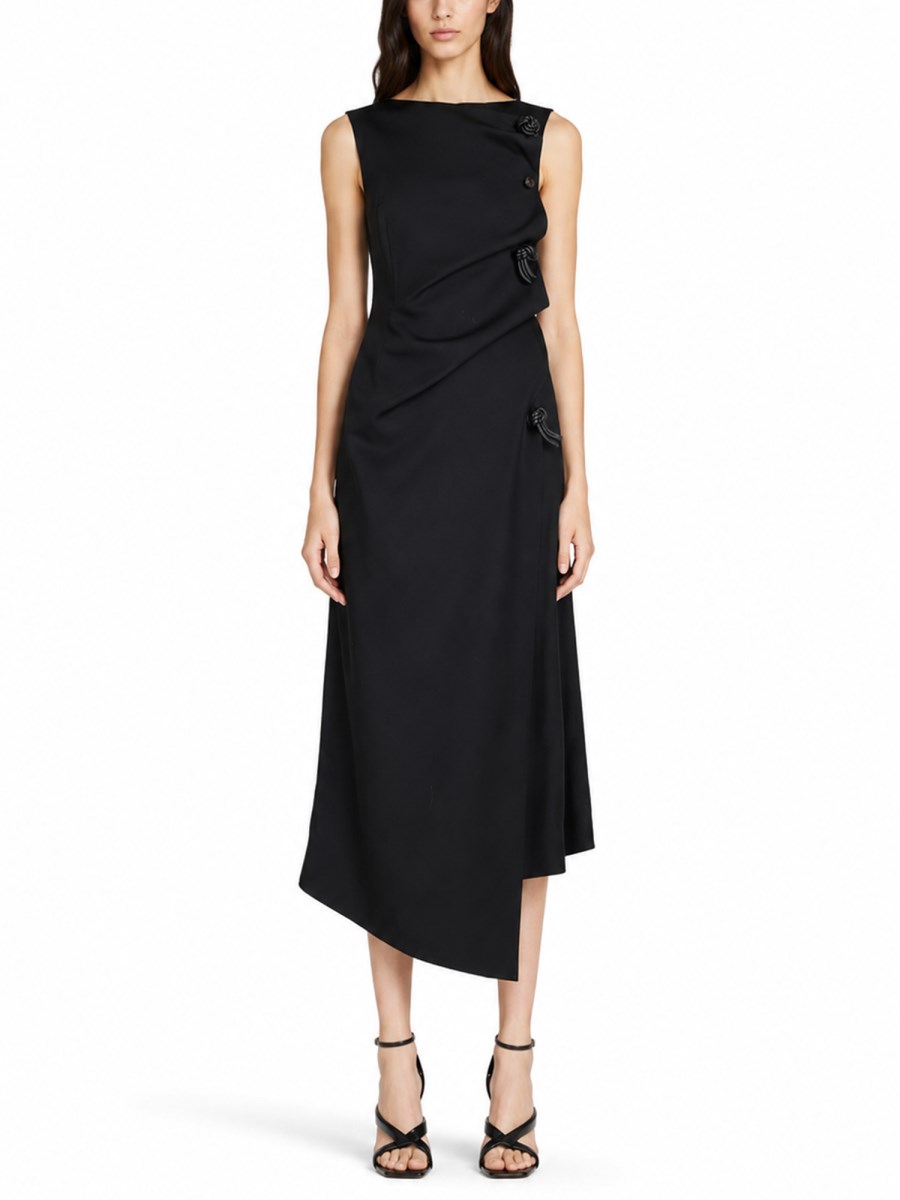 ABITO MIDI CON DETTAGLI KNOT IN PELLE
