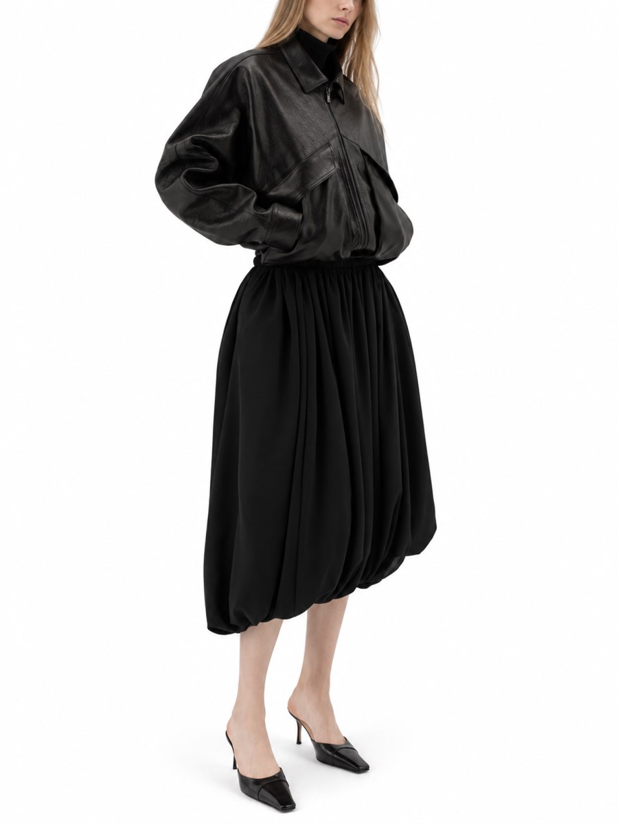 Giacca in Pelle Vintage Con Colletto Classico