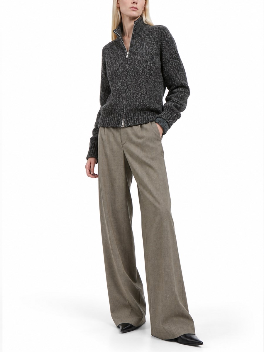 Cardigan In Lana Con Zip