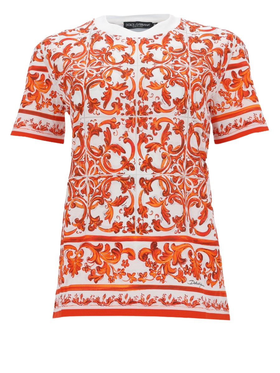 T-SHIRT IN JERSEY STAMPA MAIOLICA