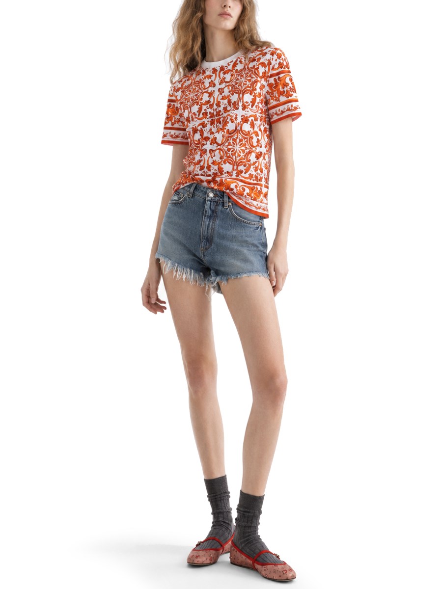 T-SHIRT IN JERSEY STAMPA MAIOLICA