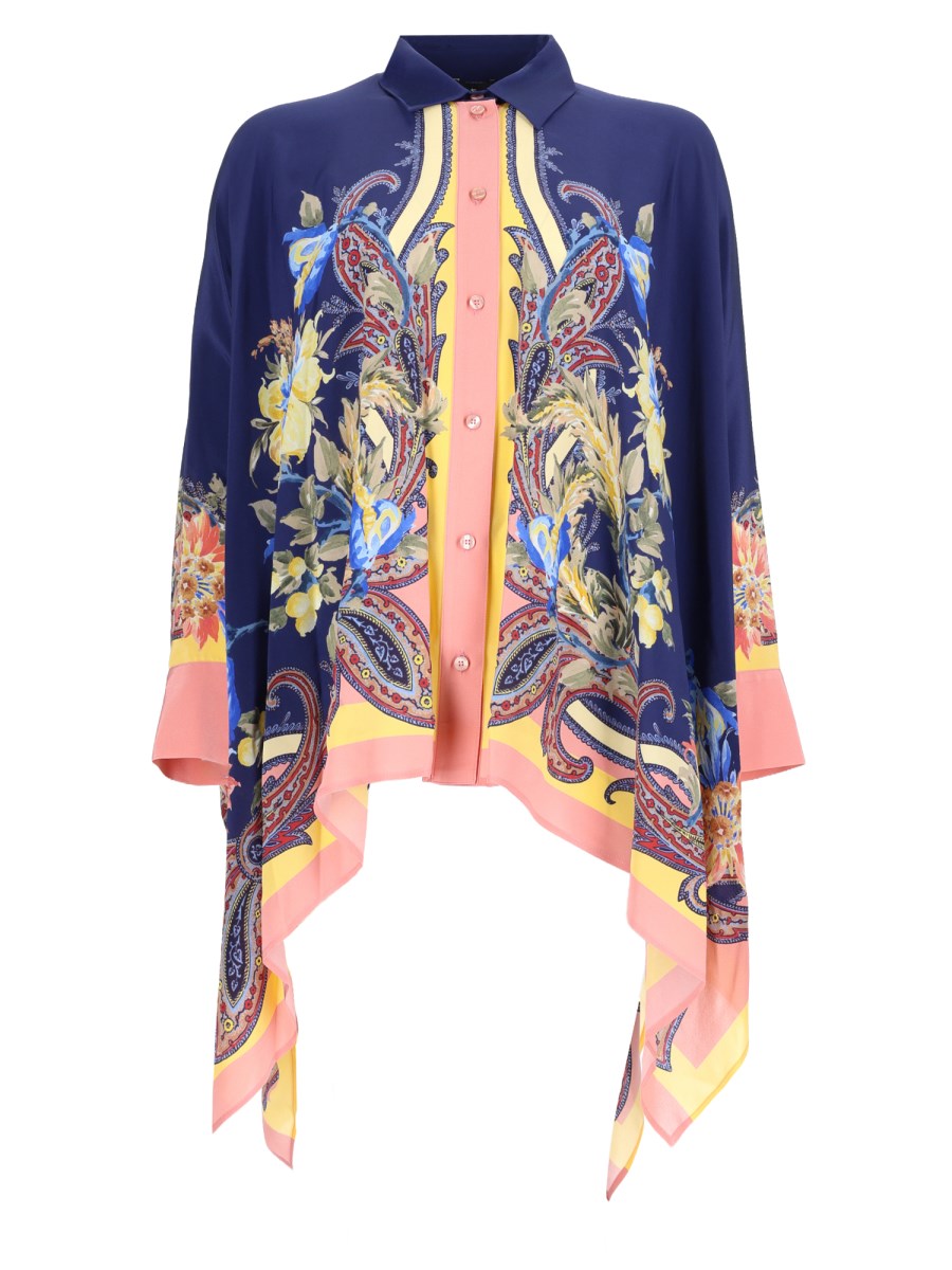 CAMICIA ASIMMETRICA CON STAMPA PAISLEY