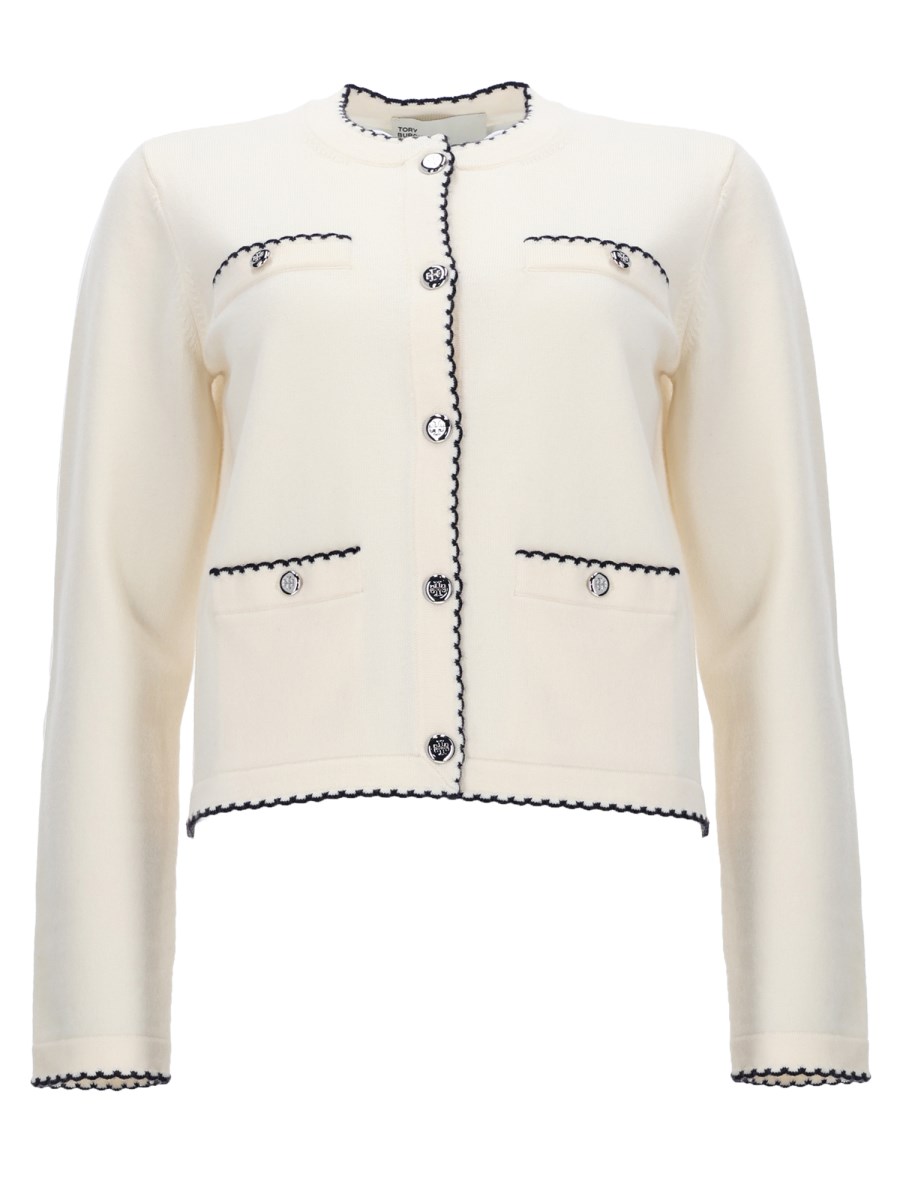 CARDIGAN KENDRA IN LANA CON BORDI SMERLATI