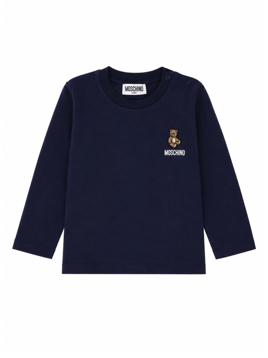 T-shirt a manica lunga con ricamo teddy bear