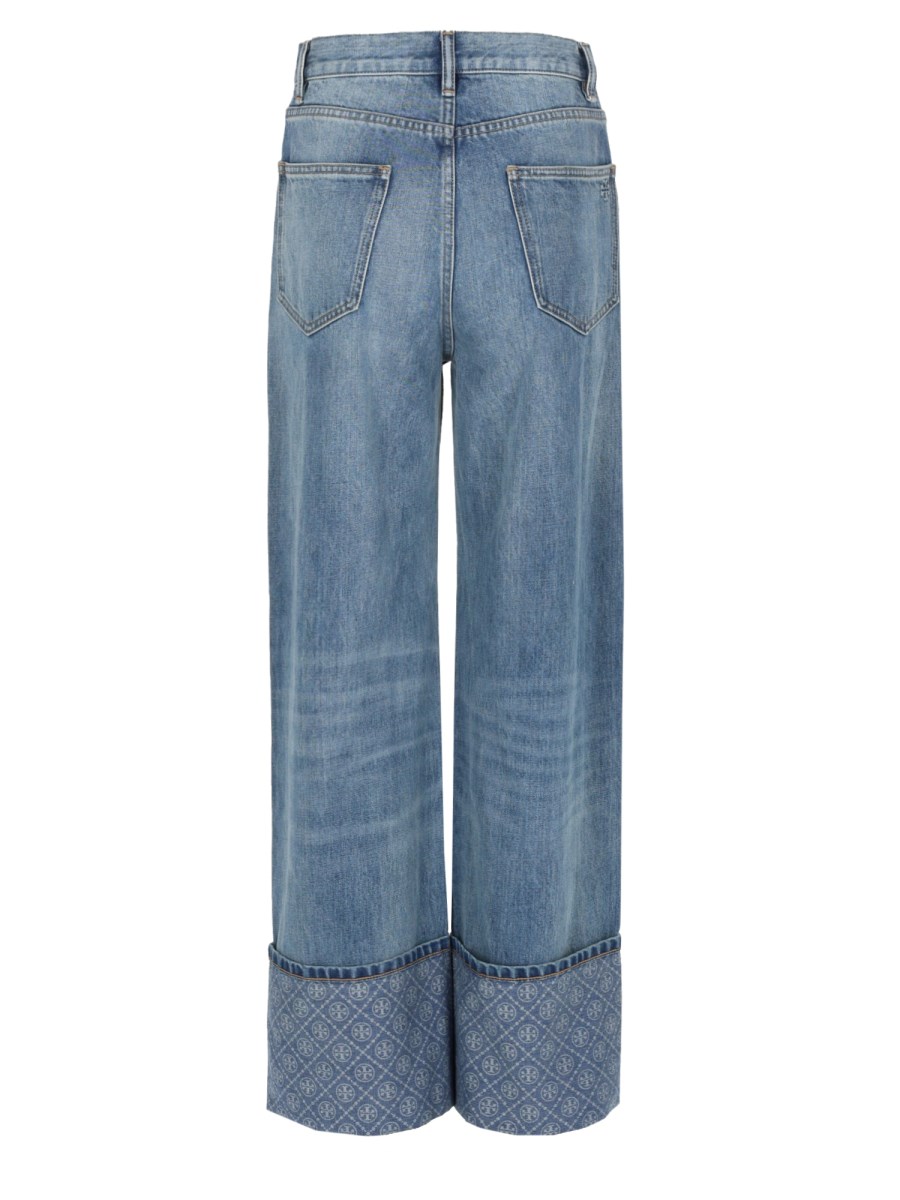 JEANS A GAMBA DRITTA CON RISVOLTO A CONTRASTO