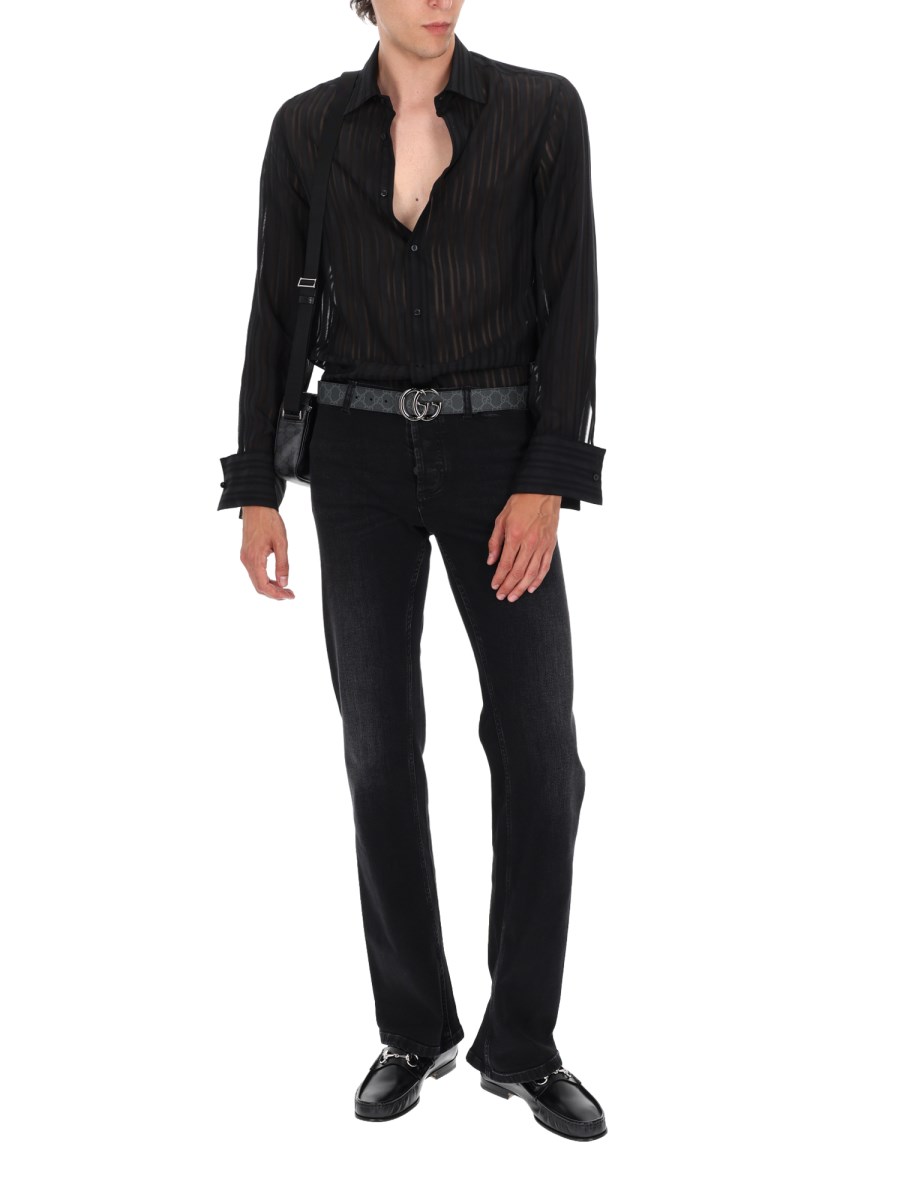 CAMICIA IN GARZA DI SETA A RIGHE