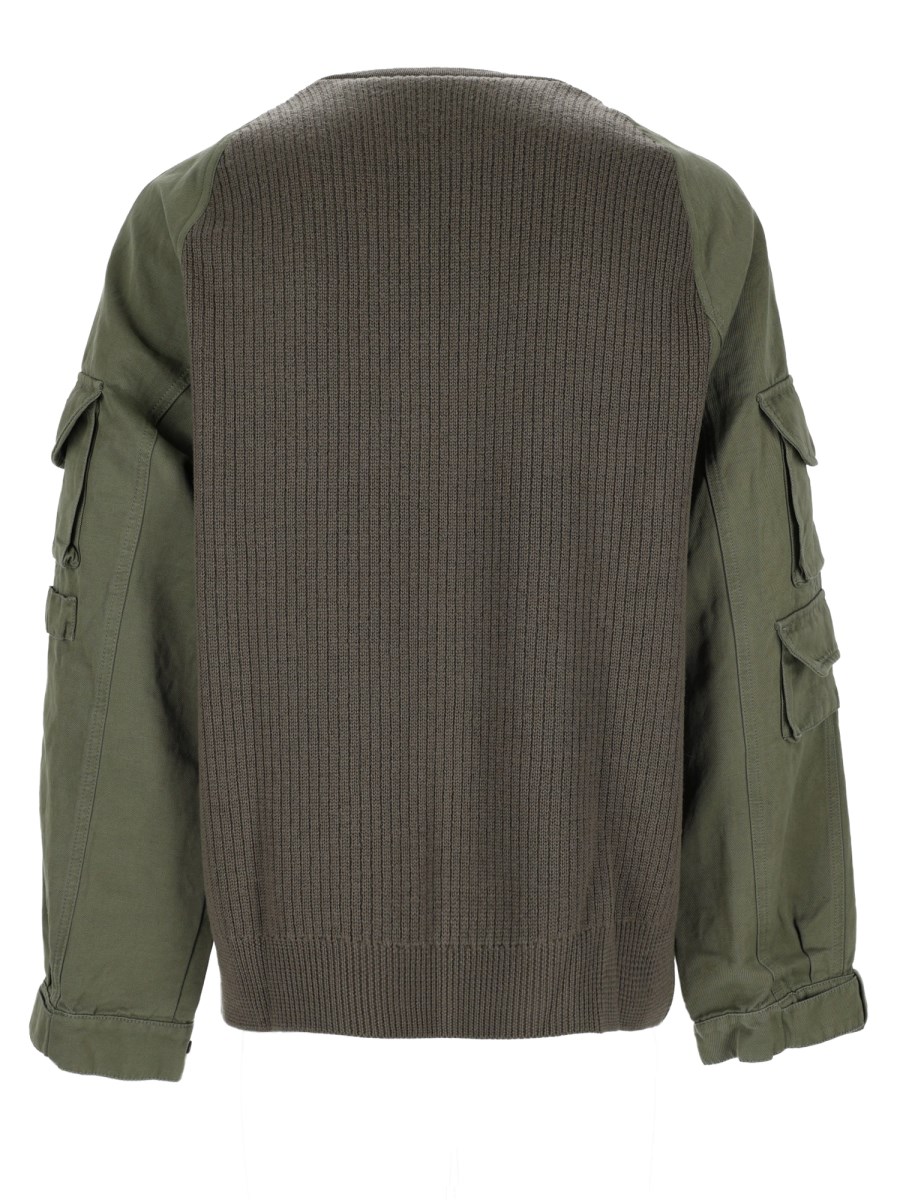 Maglia Cargo In Lana Con Inserti In Cotone