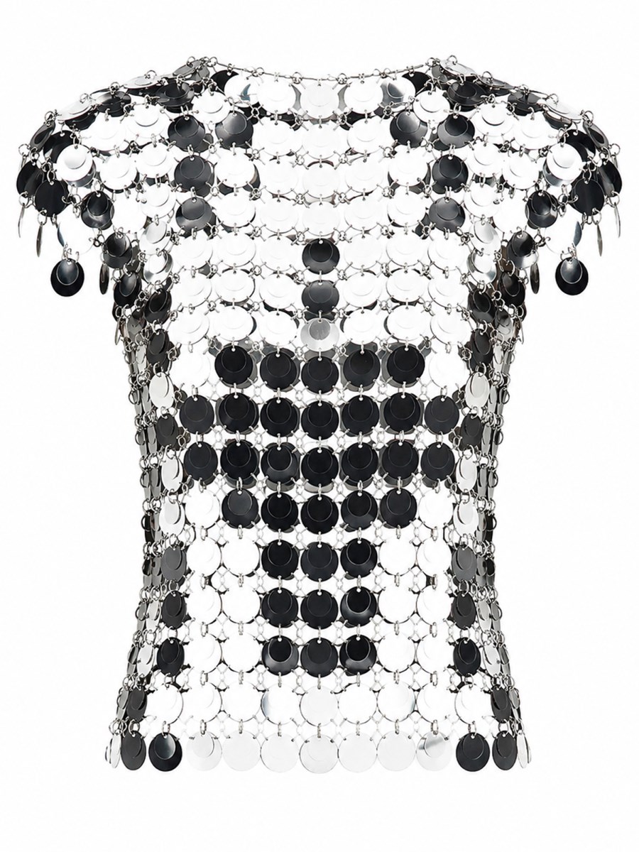 TOP THE ICONIC SILVER SPARKLE DISCS