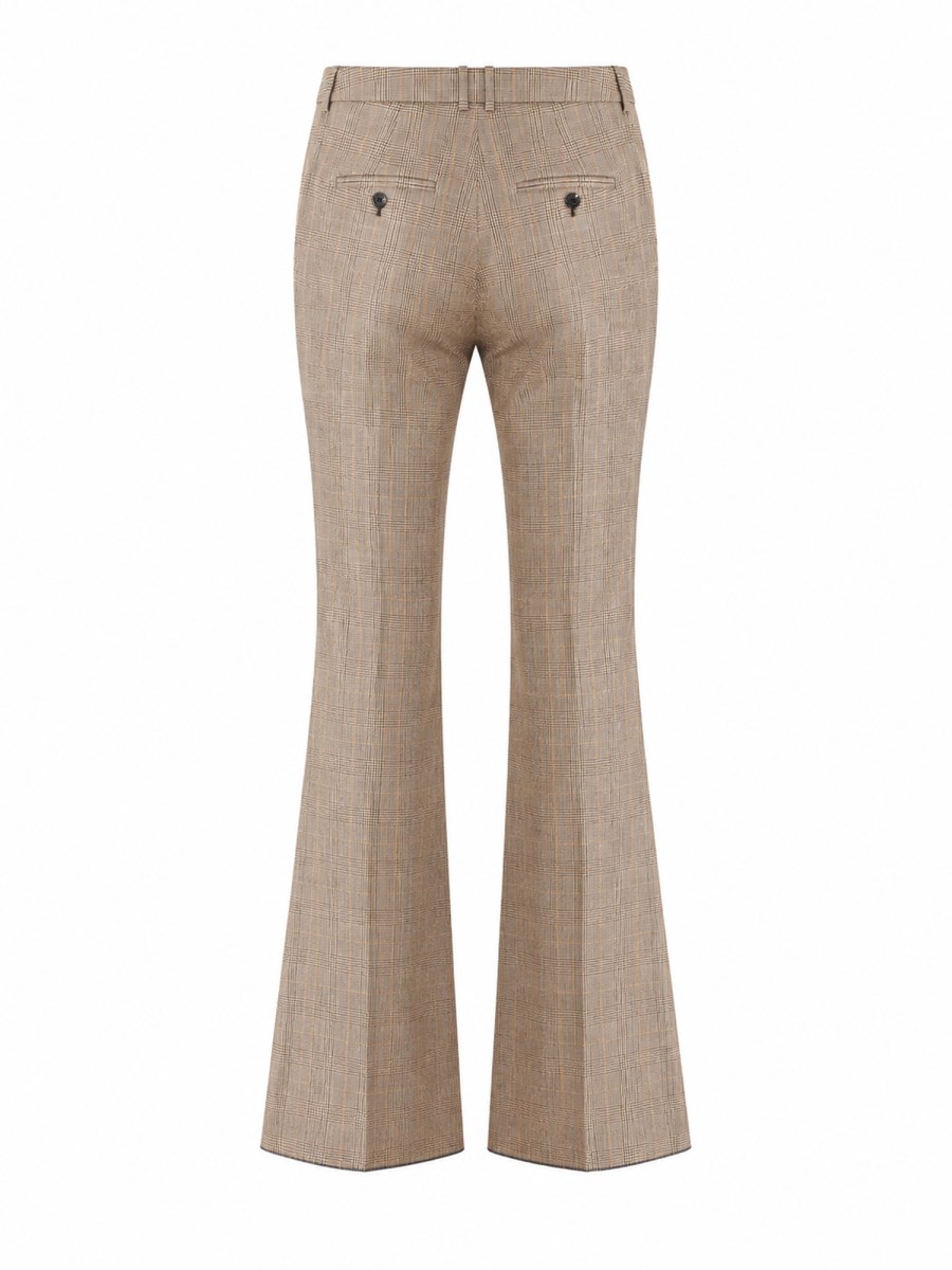 Pantalone Svasato In Lana Pied De Poule Principe Di Galles