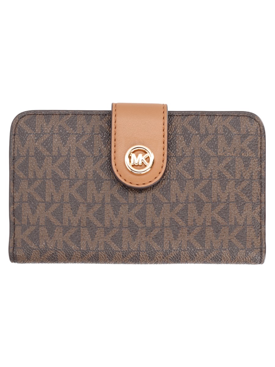 PORTAFOGLIO MEDIUM CON STAMPA LOGO E CIONDOLO MK POP
