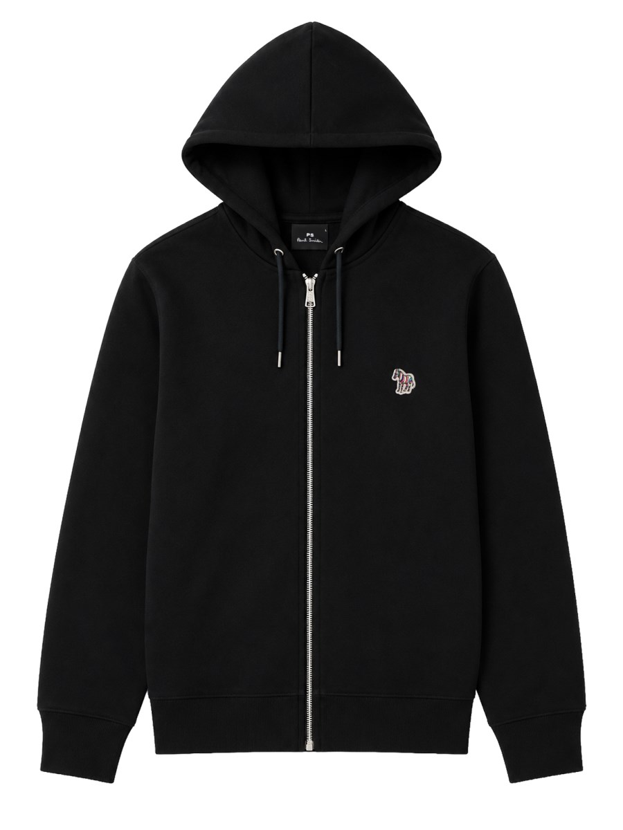 FELPA ZEBRA CON ZIP E CAPPUCCIO