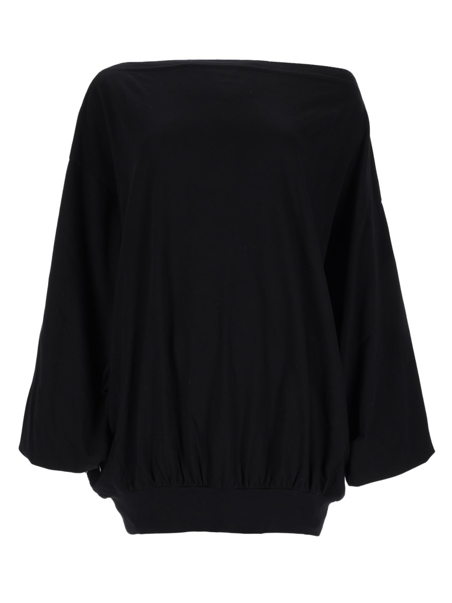 t-shirt asimmetrica a manica lunga