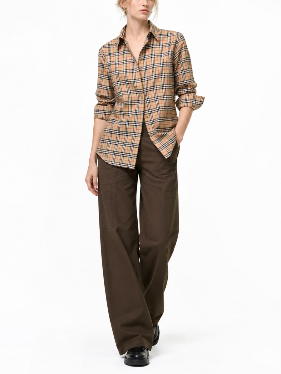 Camicia in Cotone Check con Vestibilità Classica