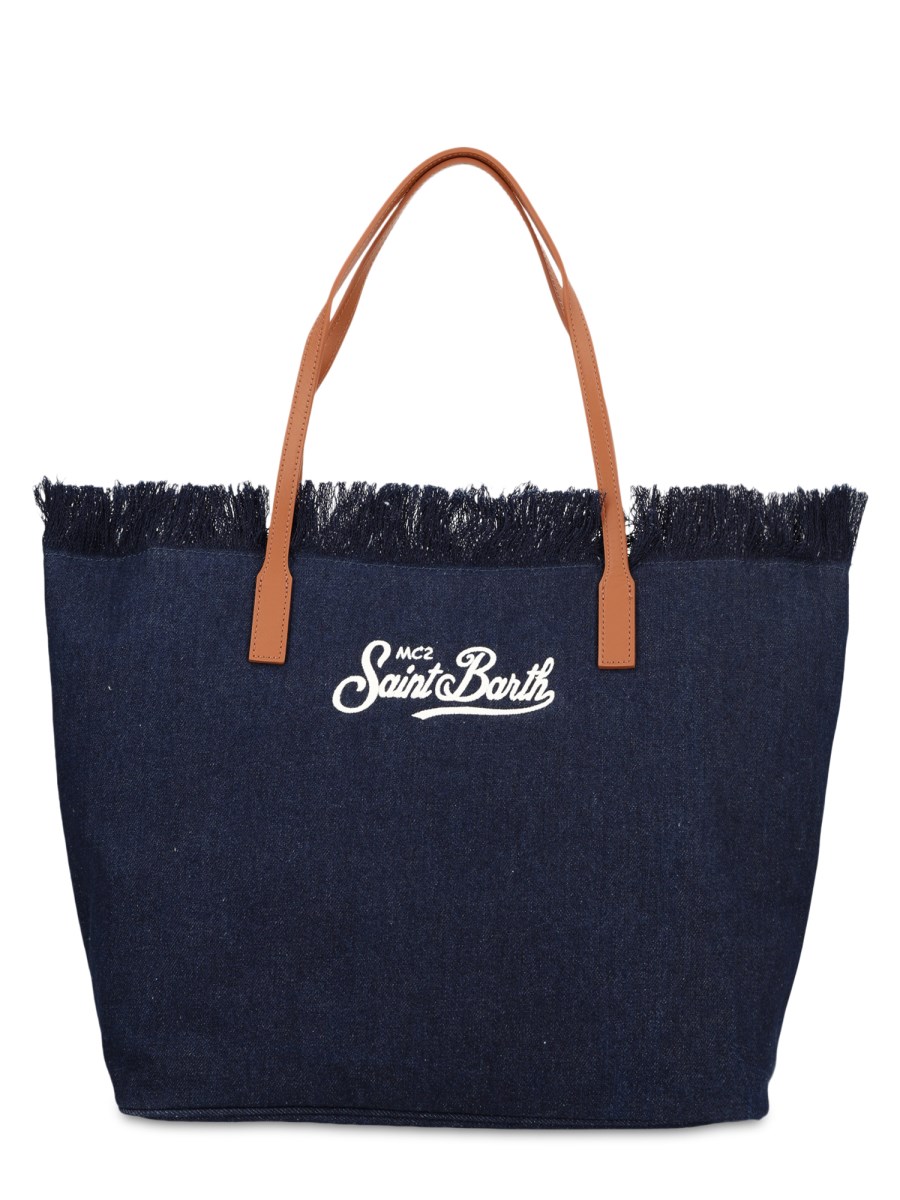 BORSA CITY IN DENIM CON FRANGE