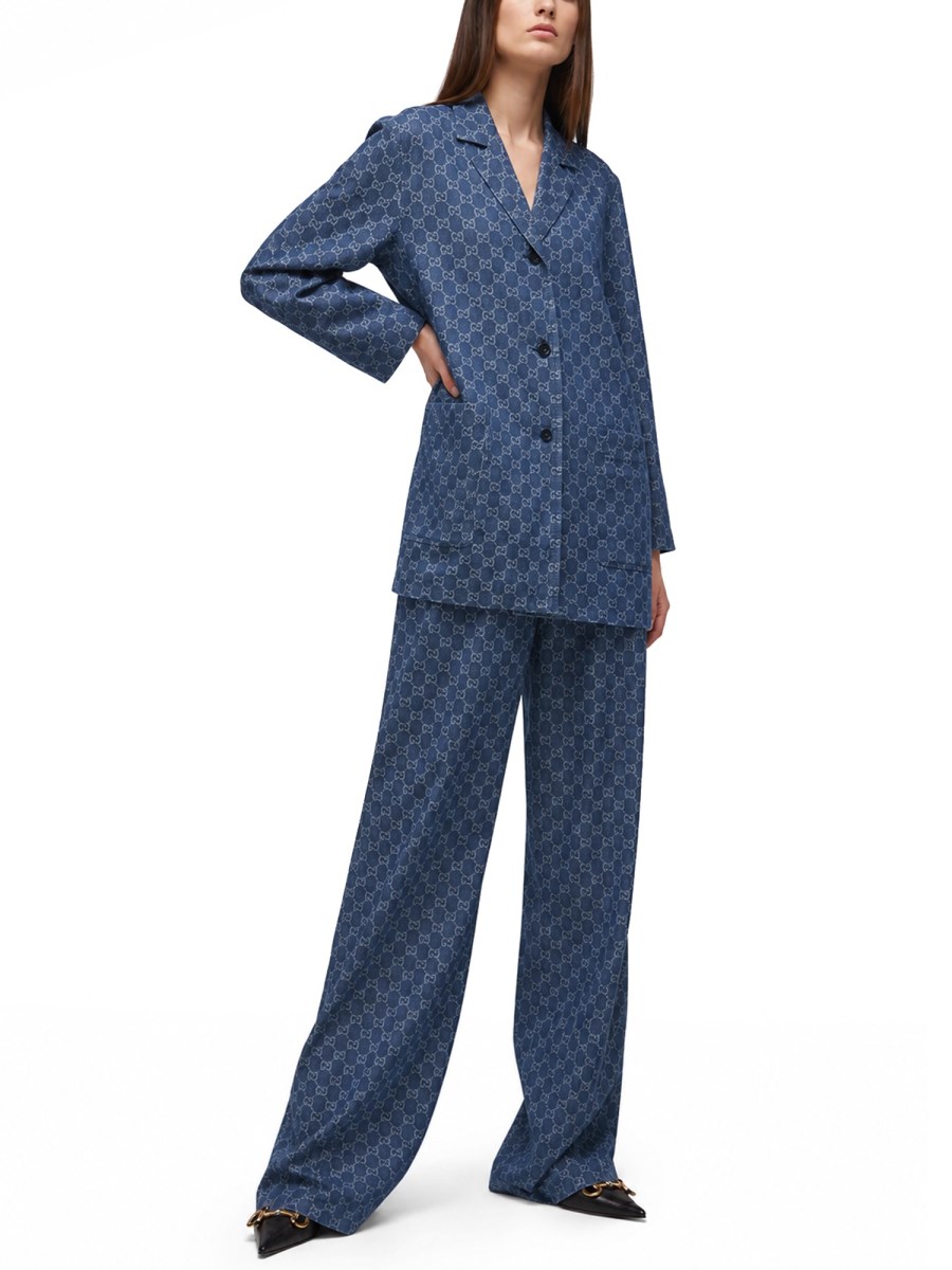 PANTALONE IN DENIM DI COTONE GG JACQUARD