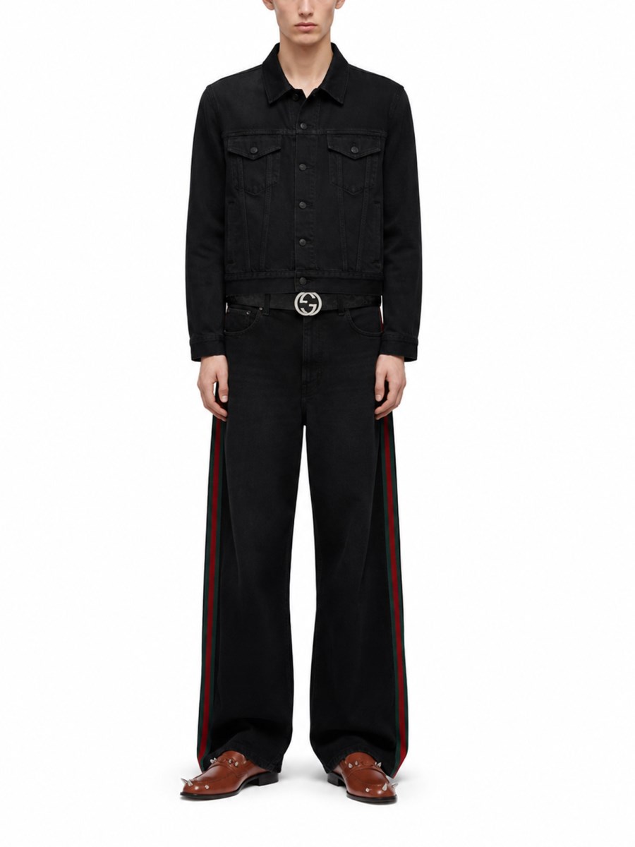PANTALONE IN DENIM CON INSERTO WEB