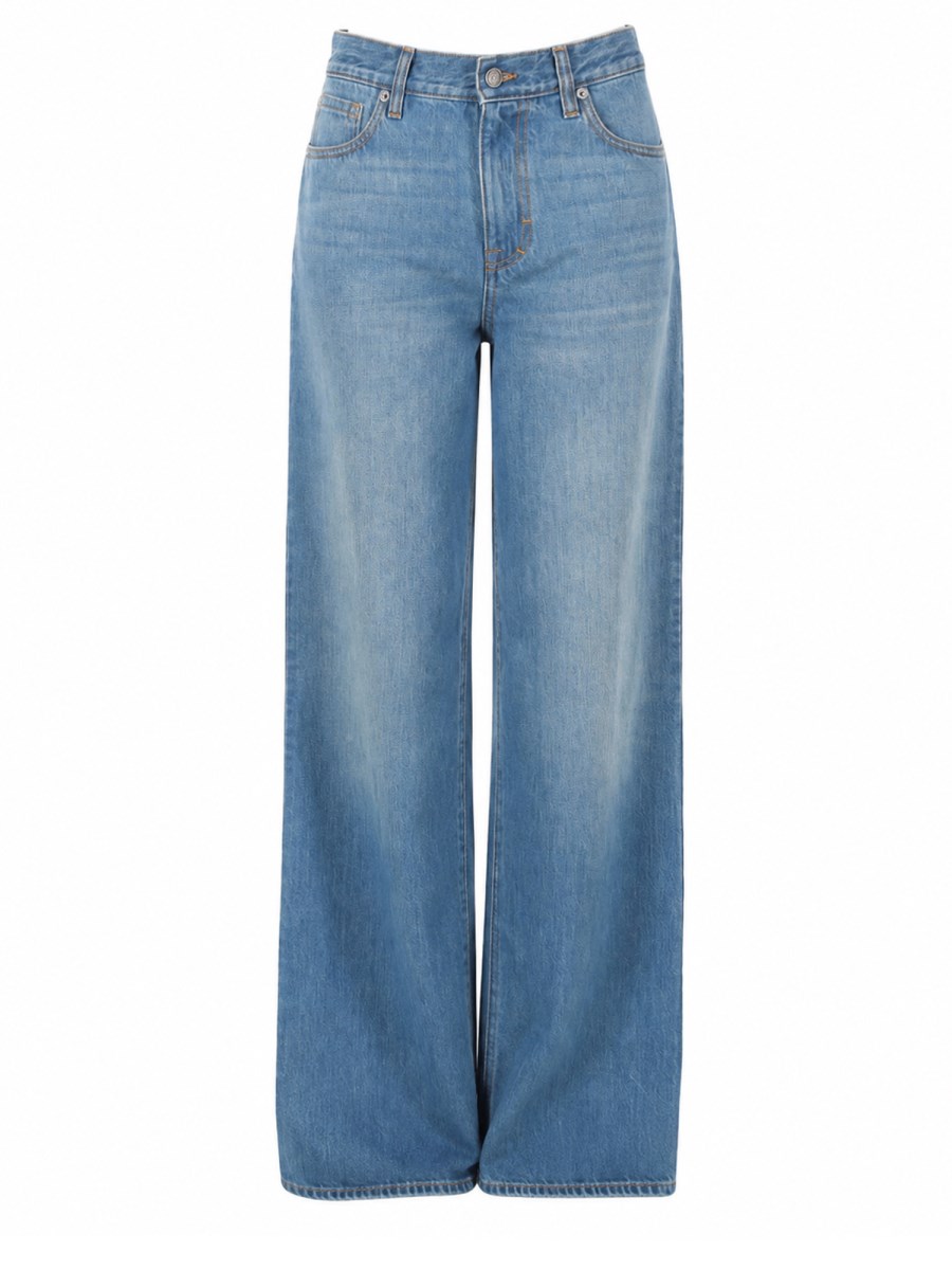 PANTALONE IN DENIM DI COTONE EFFETTO SCHIARITO E DÉLAVÉ