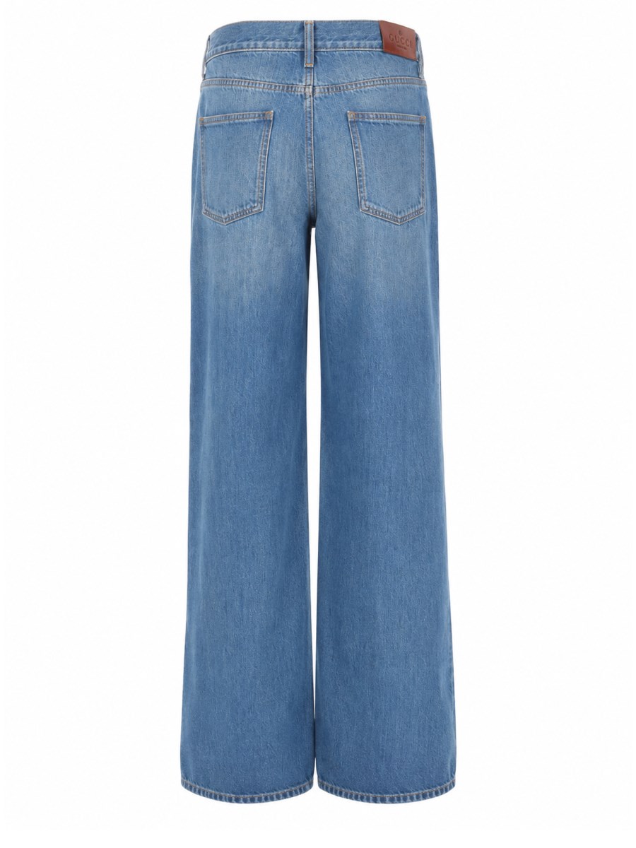 PANTALONE IN DENIM DI COTONE EFFETTO SCHIARITO E DÉLAVÉ