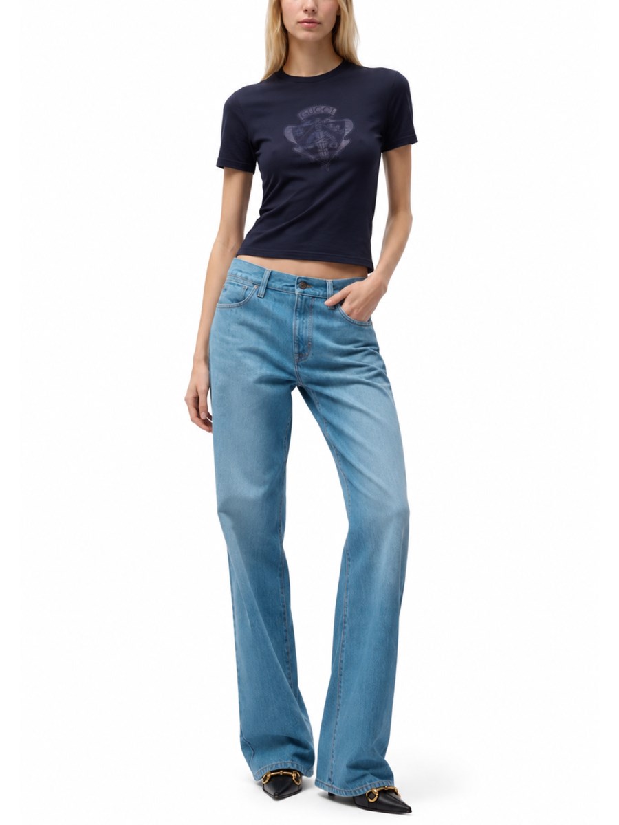 PANTALONE IN DENIM DI COTONE EFFETTO SCHIARITO E DÉLAVÉ