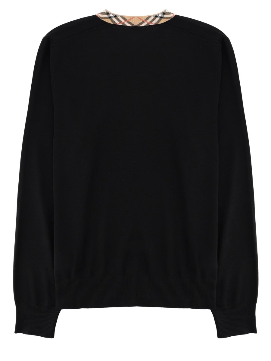 MAGLIA IN LANA MERINO CON SCOLLO CHECK