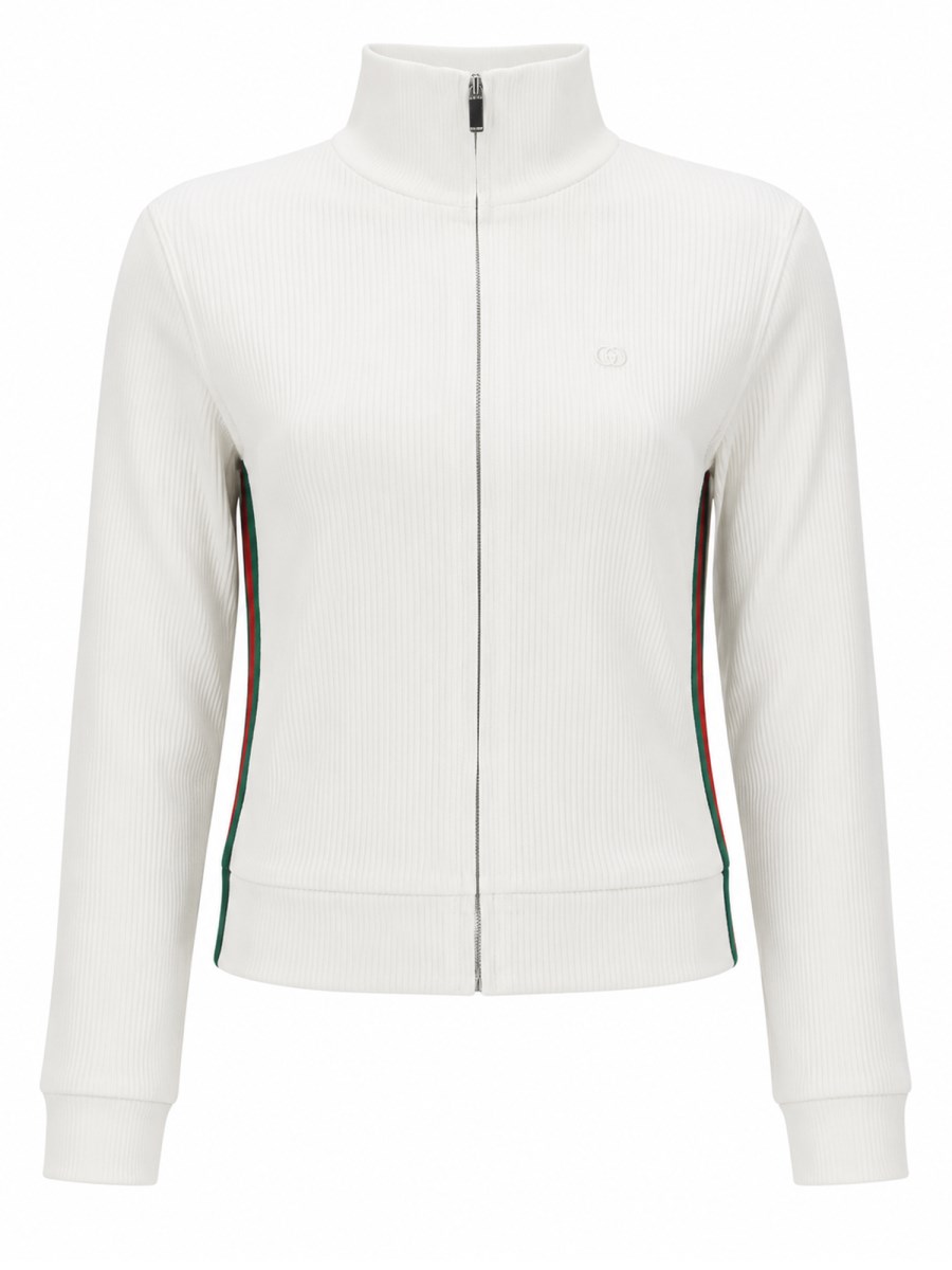 FELPA CON ZIP IN JERSEY DI COTONE A COSTE CON WEB