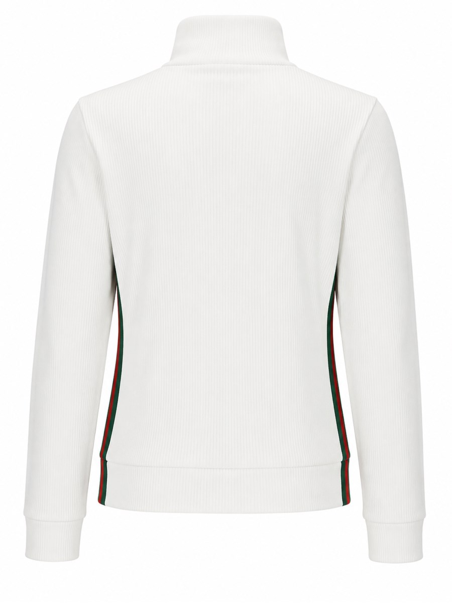 FELPA CON ZIP IN JERSEY DI COTONE A COSTE CON WEB