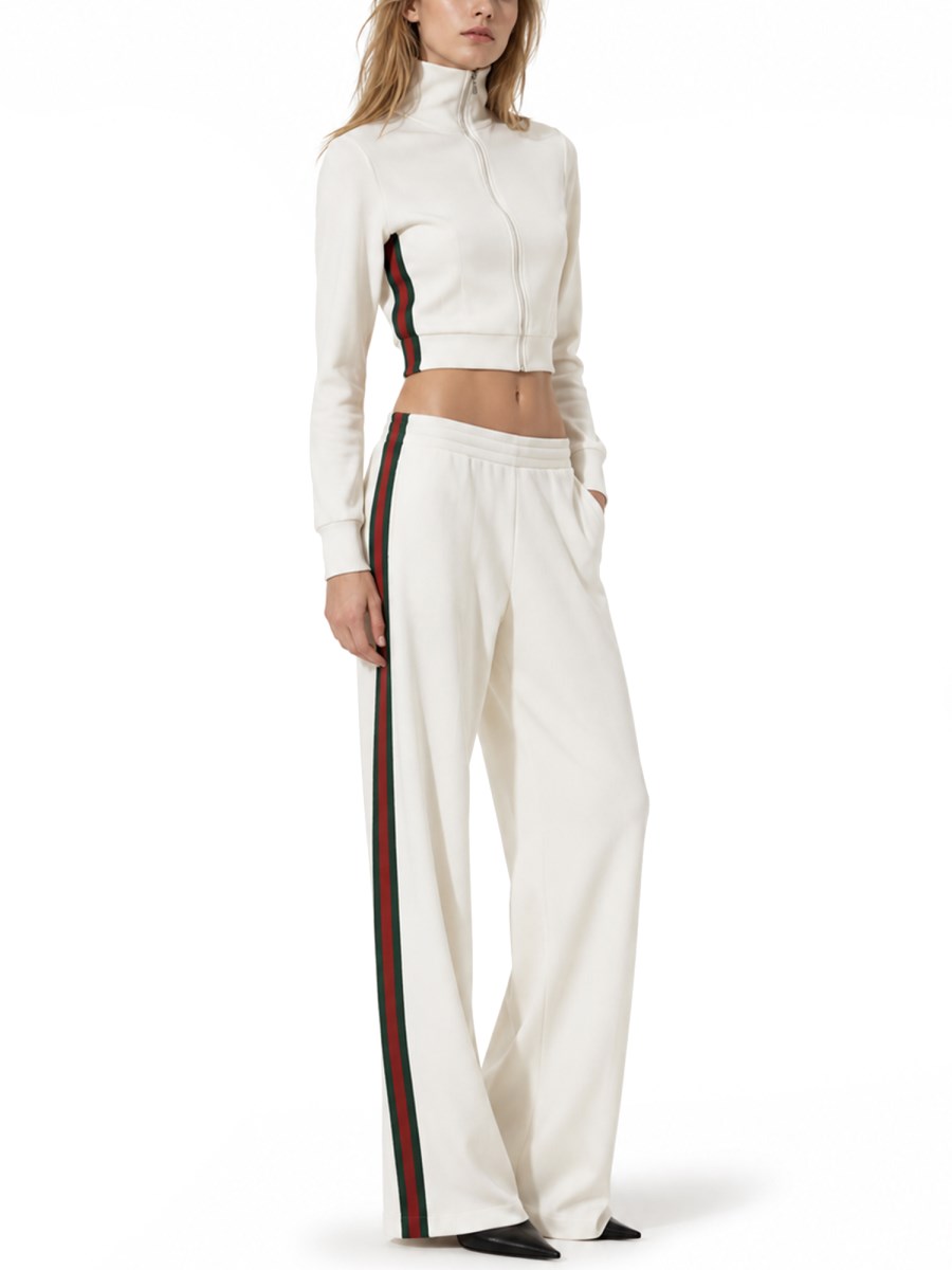 FELPA CON ZIP IN JERSEY DI COTONE A COSTE CON WEB