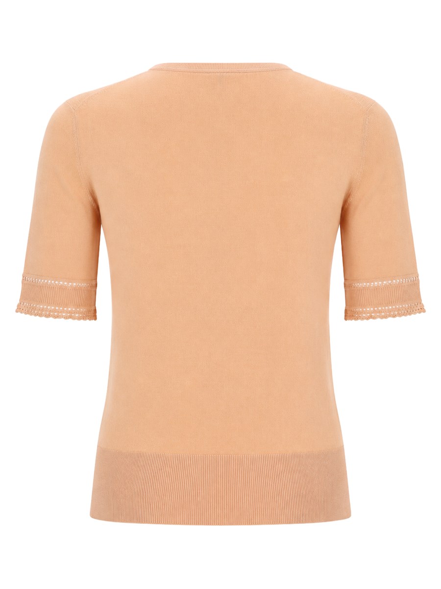 PULLOVER A MANICHE CORTE IN MAGLIA DI LANA