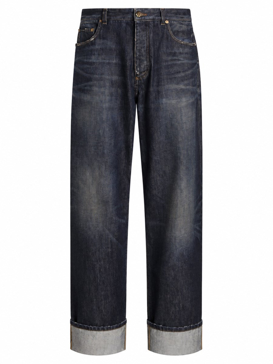 Jeans In Denim Con Logo Ricamato