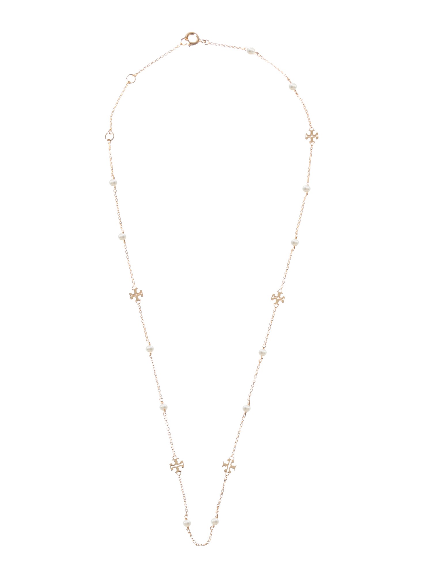 tory burch collana "kira" con logo e perle