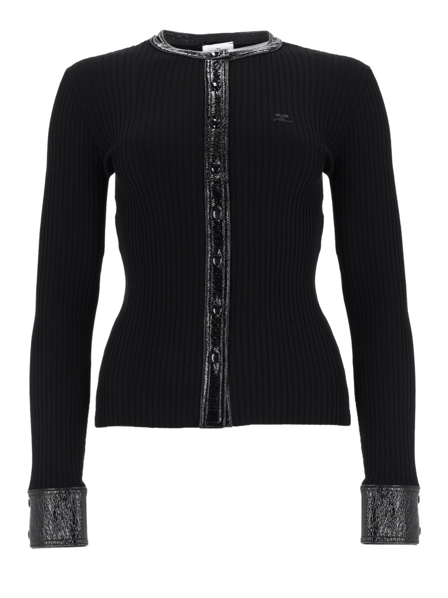 CARDIGAN A COSTE CON DETTAGLI IN VINILE