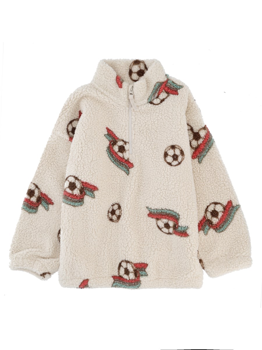 Felpa in pile con mezza zip e collo alto