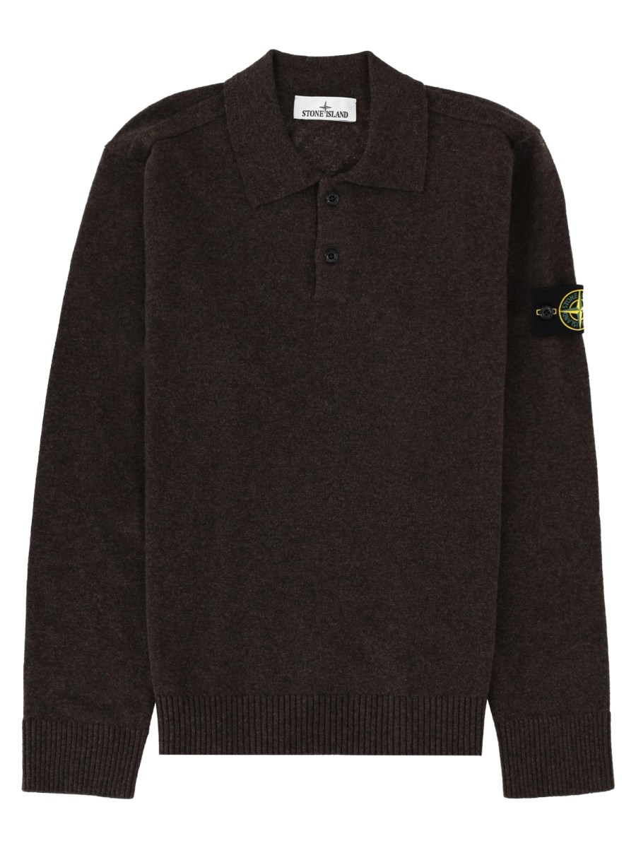 Polo In Maglia Con Patch Logo