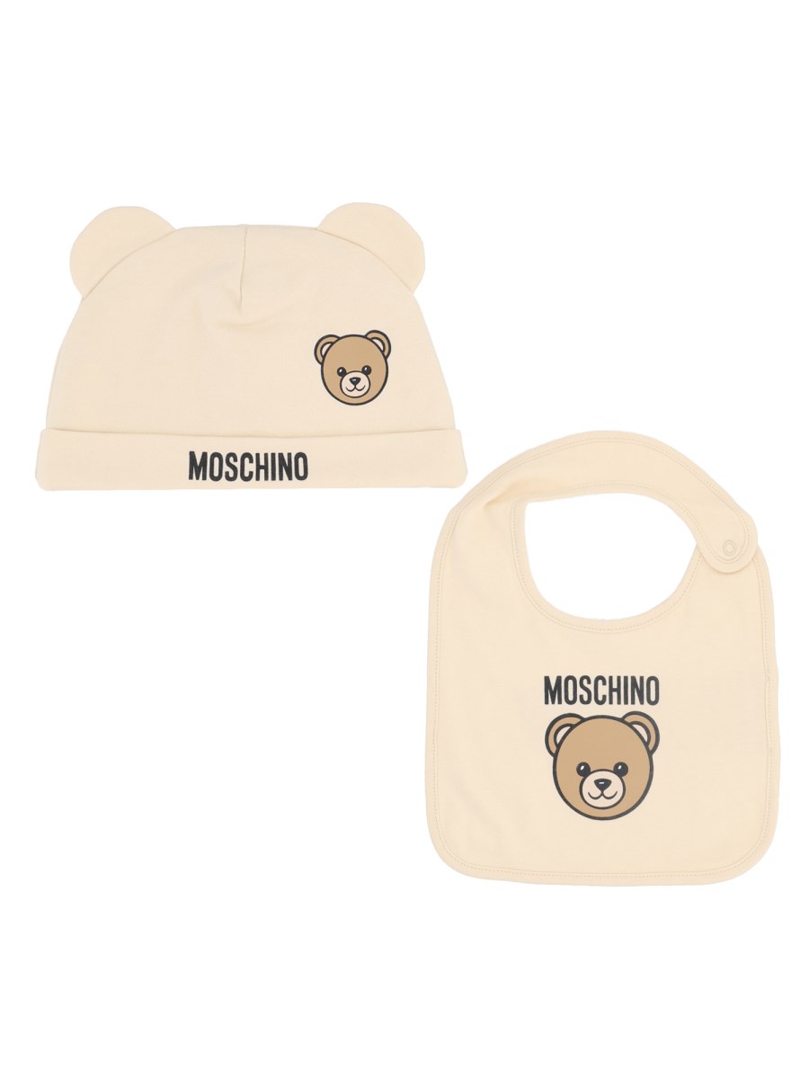 Set berretto e bavaglino con logo
