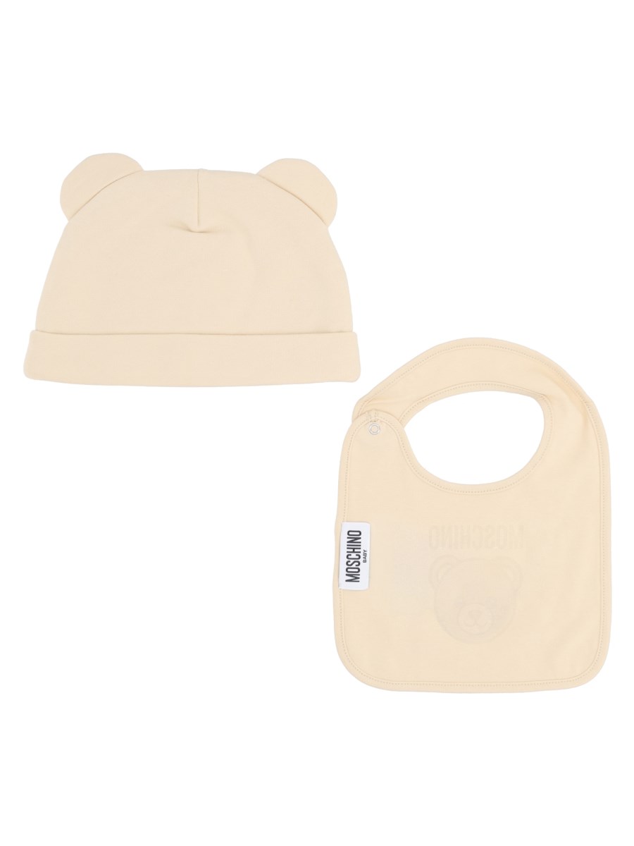 Set berretto e bavaglino con logo