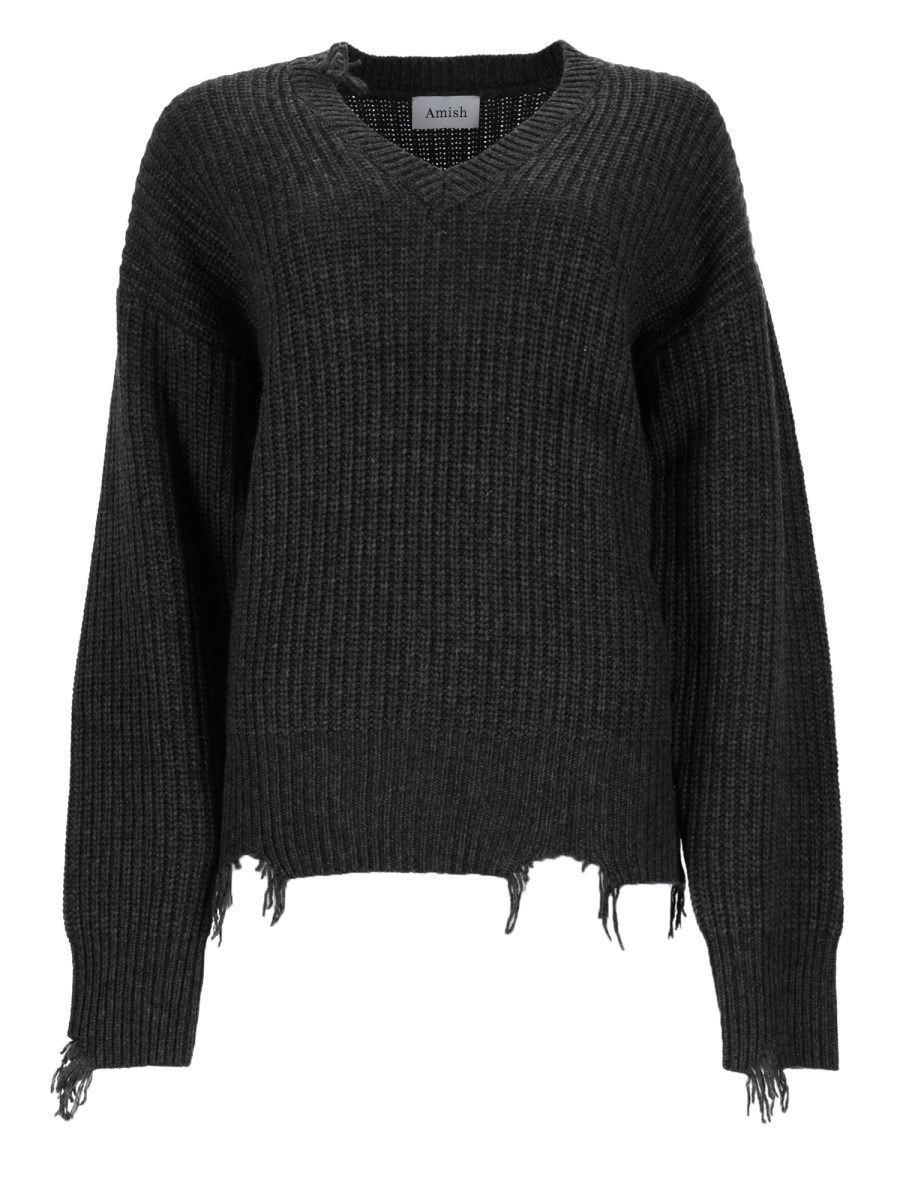 Pullover Distressed Con Scollo A V